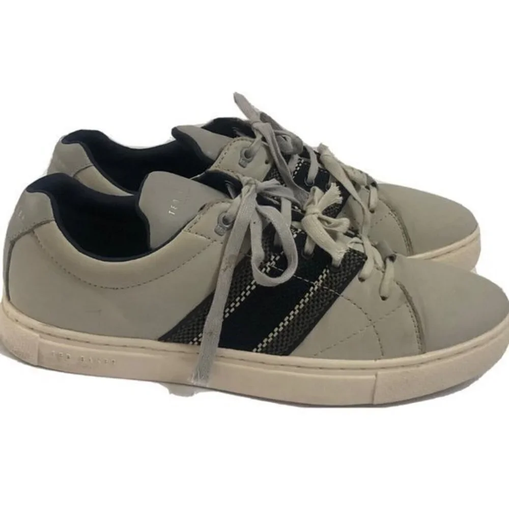 Ted Baker london Mens Leather Shoes Size 9 Light Gray Sneakers Casual.